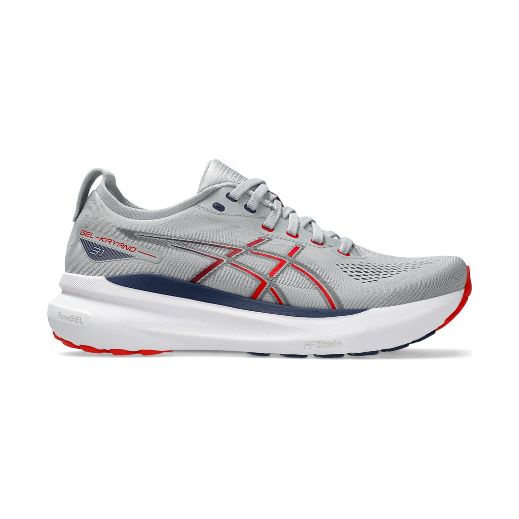 GEL-KAYANO 31 — Piedmont Grey/Fiery Red